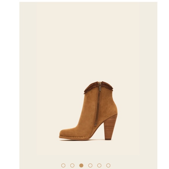 Frye Genuine Suede Heeled Western Boho Short Boots - Picture 4 of 9